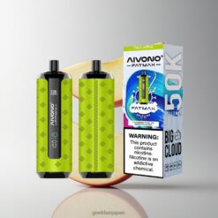 AIVONO AIM FATMAX 50000 使い捨てベイプ 50,000パフ 30ml eリキッド容量 0.6Ωメッシュコイル Two Apple 卸売業者 日本