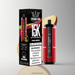 Al Fakher Crown Bar 15K Hypermax 15000 15000パフス ディスポーザブルベイプ Two Apple 22ml容量 & タイプC充電 卸売業者 日本