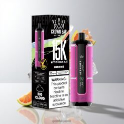 Al Fakher Crown Bar 15K Hypermax 15000 パフス ディスポーザブルベイプ22ml eリキッド容量ルチアイス 卸売業者 日本