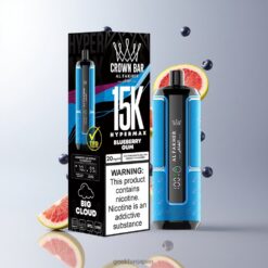 Al Fakher Crown Bar 15K Hypermax 15000 Puffs Direct-to-LungDTL22ml E-Liquid Capacity 卸売業者 日本 Blueberry Gum