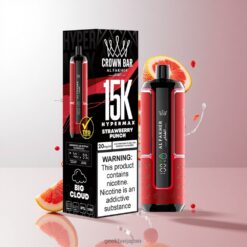 Al Fakher Crown Bar 15K Hypermax 15000 Puffs ディスポーサブル Vape 最大15,000パフ & 22ml Eリキッド容量Direct-to-Lung卸売業者 日本 Strawberry Punch