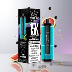 Al Fakher Crown Bar 15K Hypermax 15000 Puffs ディスポーザブルベイプ 22ml eリキッド容量 & メッシュコイル技術搭載 卸売業者 日本 Blackcurrant Mint