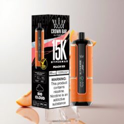 Al Fakher Crown Bar 15K Hypermax 15000 Puffs 卸売業者 日本 22mlの大容量リキッドと15,000パフを実現するプレミアムバッテリー搭載デバイス Peach Ice