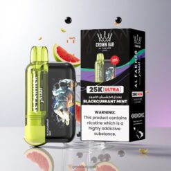 Al Fakher Crown Bar Ultra 25K パフス 使い捨てベイプ 18ml プレフィルドBlackcurrant Mint卸売業者 日本