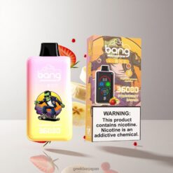 Bang 36000 デュアルメッシュコイル 指紋認証 パワー調整 使い捨てベープ DSK026 Strawberry Banana Ice Puffs 卸売業者 日本