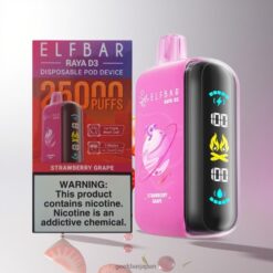ELF BAR RAYA D3 25000 Puffs 使い捨てベイプ 850mAh 充電式 23ml プレフィル Strawberry Grape 卸売業者 日本