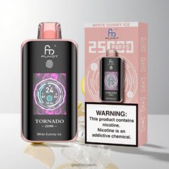 Fumot Tornado 25000 Puffs 700mAh 充電式バッテリー ホワイトグミアイス 卸売業者 日本