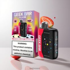Geek Bar Pulse X 25000 Puffs 最大25000パフ 18mLプレフィルド Eリキッド USB Type-C充電ポート デュアルメッシュコイル Strawberry Dragon 卸売業者 日本