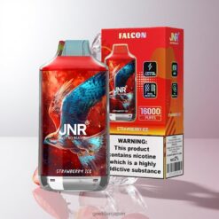 JNR Falcon 16000 Puffs ディスポーザブルベイプ 850mAh大容量バッテリー & 22ml eリキッド デュアルメッシュコイル 0%,2% ニコチン Strawberry Ice 卸売業者 日本