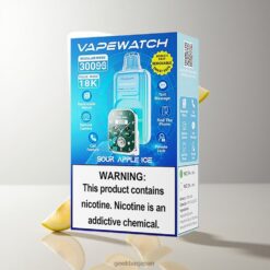 JNR VapeWatch 30000 Puffs デュアルメッシュコイル搭載 19mL リキッド容量 Sour Apple Ice 卸売業者 日本