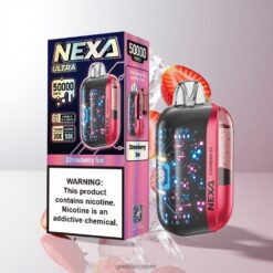 NEXA Ultra Vape 50000 Pods 50k Puffs リフィル可能ディスポーザブルベイプ 3D曲面スクリーン搭載 800mAhバッテリー容量 5%ニコチン 卸売業者 日本 Strawberry Ice