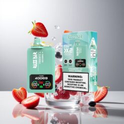 Razz Bar 40000 パフ 使い捨てベイプ パワースクリーンディスプレイ & 40000パフス ストロベリーアイス_ミックスベリー