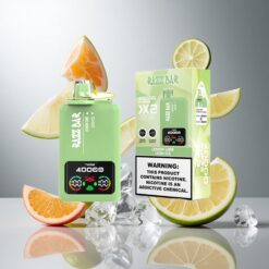 Razz Bar 40000 パフ 使い捨てベイプ「パワースクリーンディスプレイ」レモンライム＆ラッシュアイス